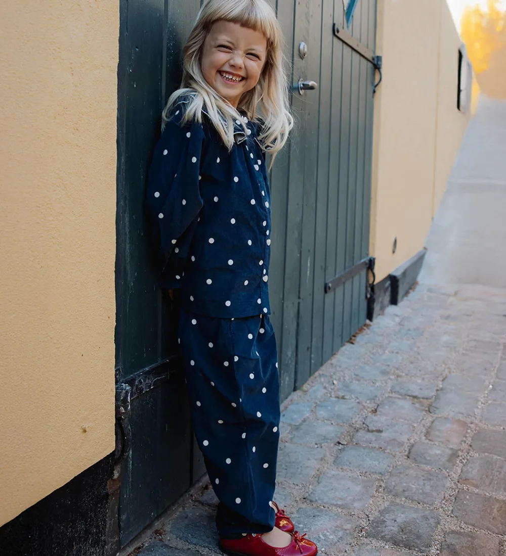 Skjorter-Fliink Skjorte - Fløjl - Dolly - Insignia Blue AOP