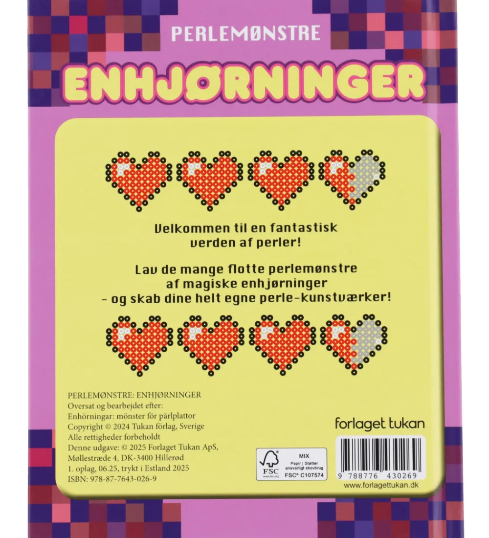 Forlaget Tukan Bøger*Bog - Perlemønstre - Enhjørninger - DA