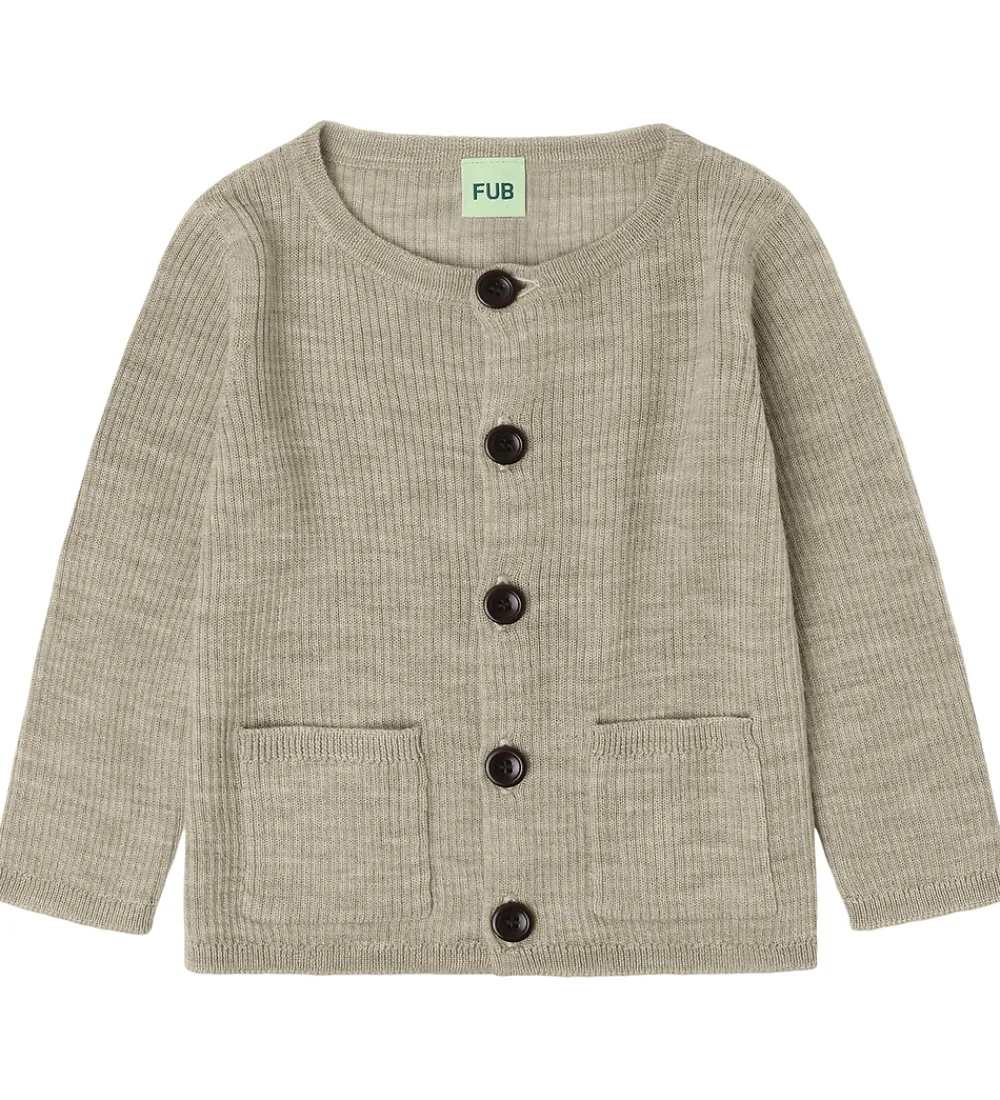 FUB Striktrøjer*Cardigan - Rib - Strik - Uld - Oat Melange