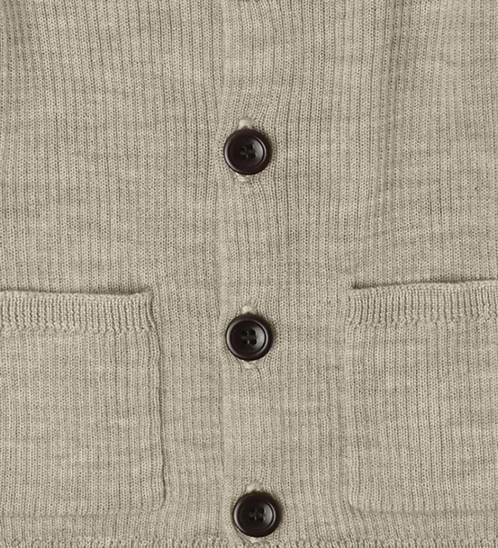 FUB Striktrøjer*Cardigan - Rib - Strik - Uld - Oat Melange