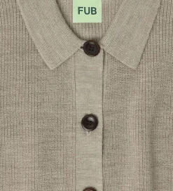 Striktrøjer-FUB Cardigan - Strik - Uld - Oat Melange