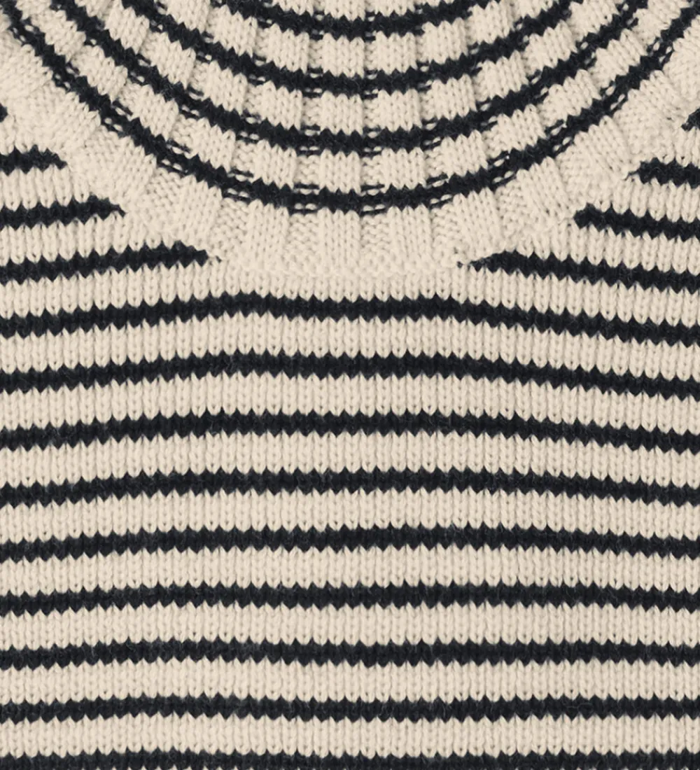 Tørklæder|Halsedisser-FUB Halsedisse - Strik - Uld - Ecru/Dark Navy