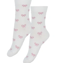 Strømper-Fuzzies Strømper - 2-pak - Hvid/Rosa m. Sløjfer