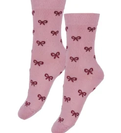 Strømper-Fuzzies Strømper - 2-pak - Rosa/Bordeaux m. Sløjfer