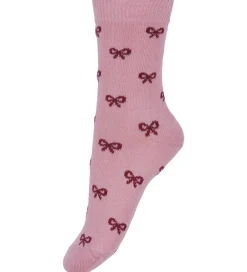 Strømper-Fuzzies Strømper - 2-pak - Rosa/Bordeaux m. Sløjfer