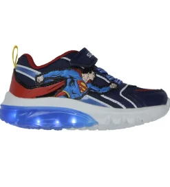 Børnesko Og Babysko-Geox Sko m. Lys - J Ciberdron - Blå/Rød m. Superman