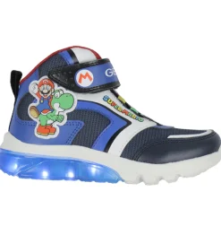 Geox Blinkesko*Støvler m. Lys - J Ciberdron - Super Mario - Navy/Royal