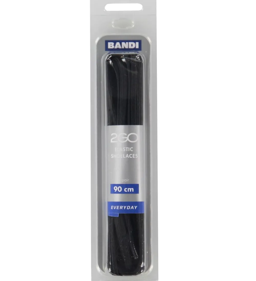 Snørebånd-2GO Elastiske Snørebånd - 90 cm - 1 Par - Sort