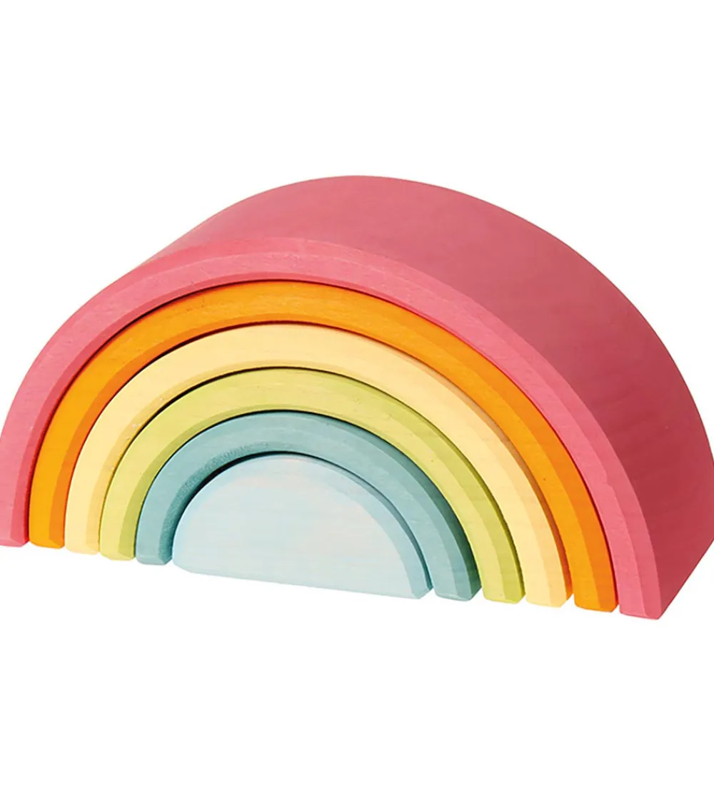 Grimms Stablelegetøj*Trælegetøj - Regnbue - 6 Dele - Pastel
