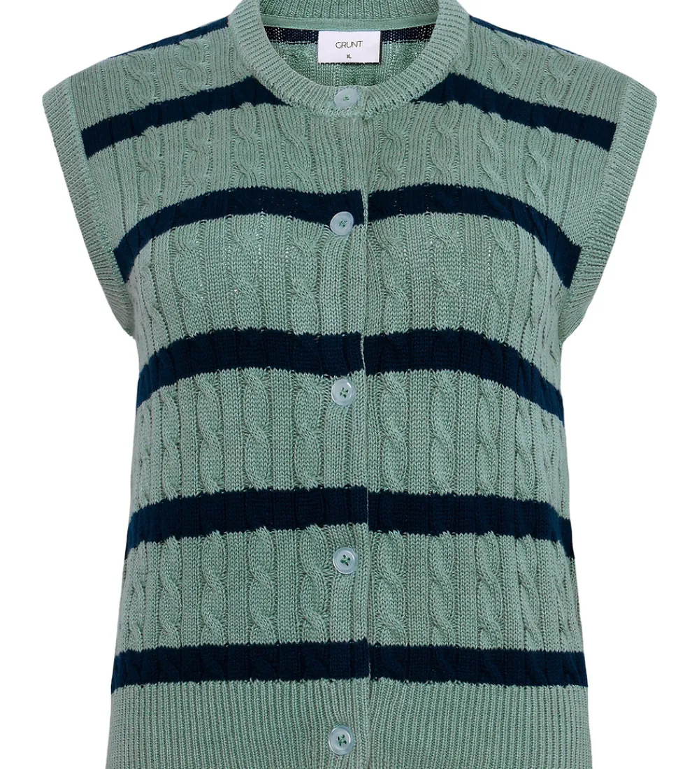 Veste|Konfirmationstøj-Grunt Vest - Strik - GrLine - Dust Green/Navy