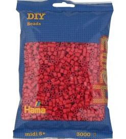 Hama Perler*Midi Perler - 3000 stk. - 114 Kirsebærrød