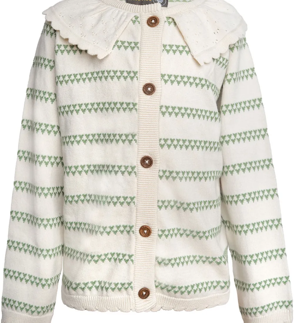 Hanevild Striktrøjer*Cardigan - Strik - Heart - Off White/Shale Green