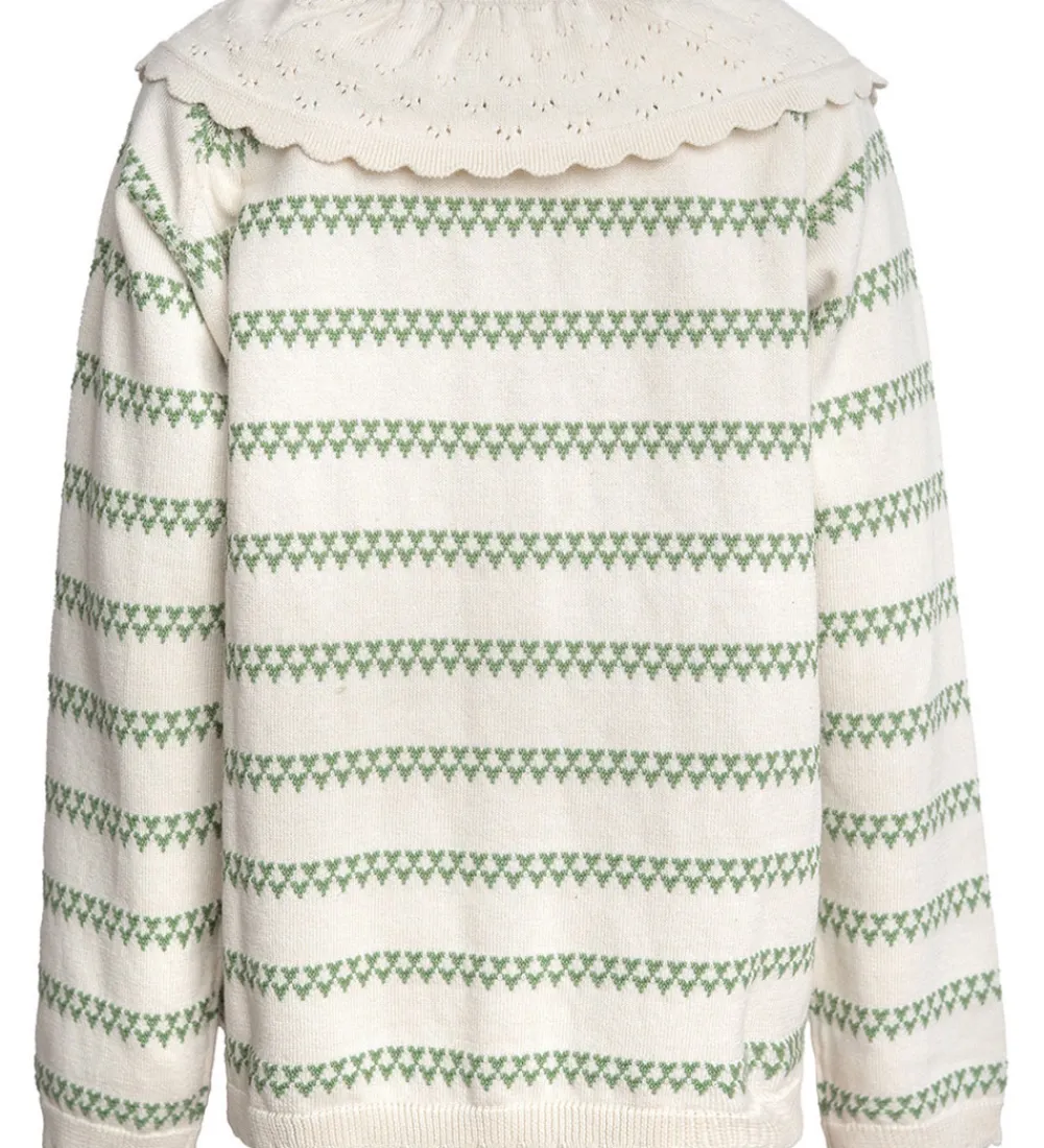 Hanevild Striktrøjer*Cardigan - Strik - Heart - Off White/Shale Green