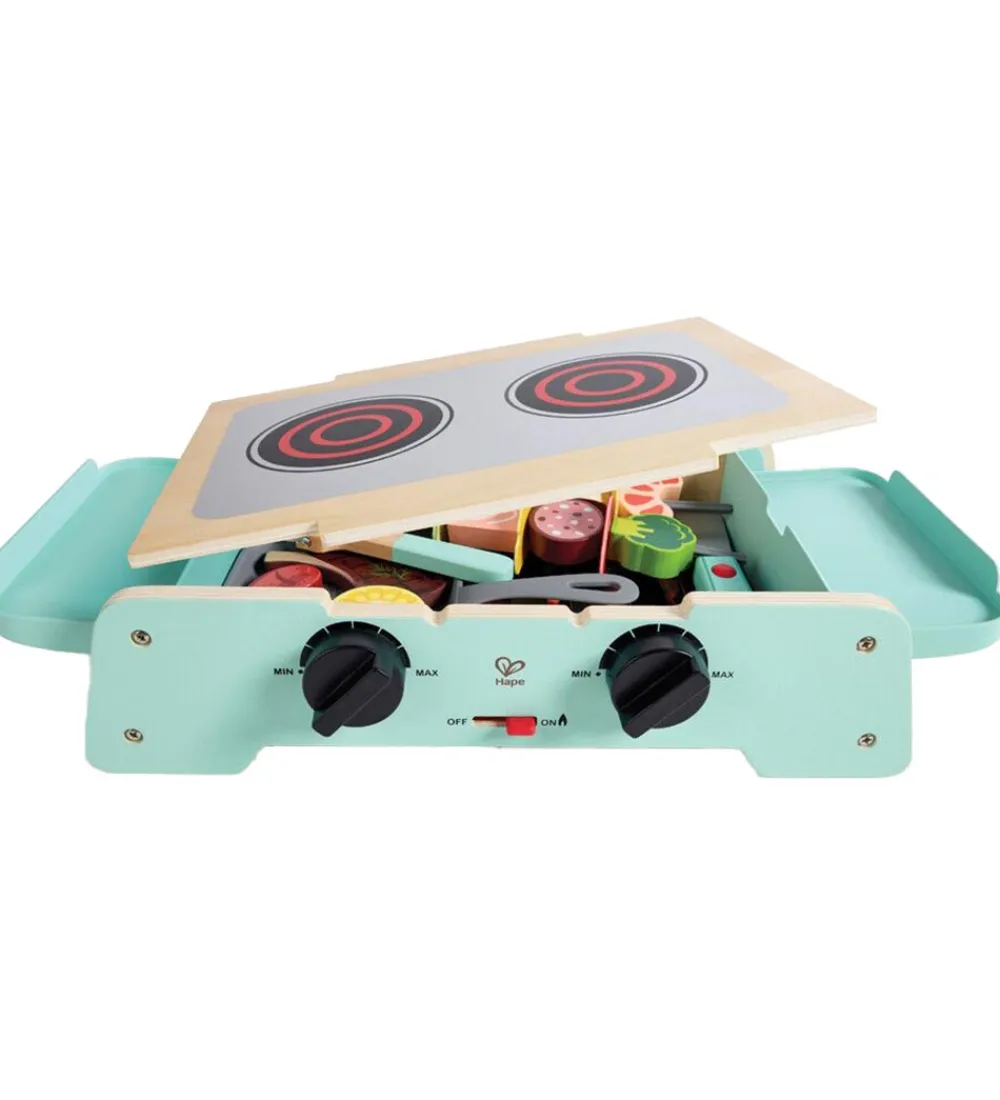 Legemad|Legekøkken Og Legemøbel-Hape Legemad m. Lyd/Lys - Træ - Sizzling Griddle & Grill BBQ