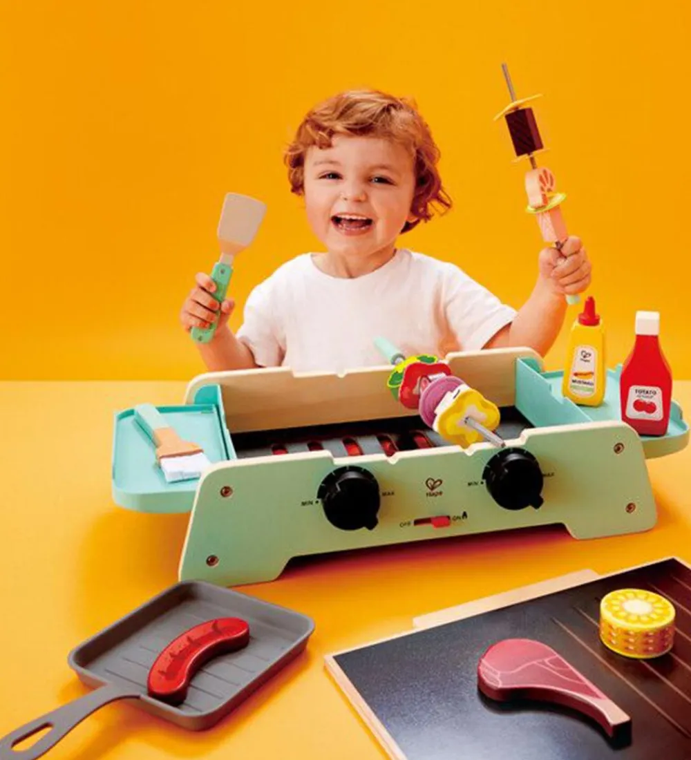 Legemad|Legekøkken Og Legemøbel-Hape Legemad m. Lyd/Lys - Træ - Sizzling Griddle & Grill BBQ