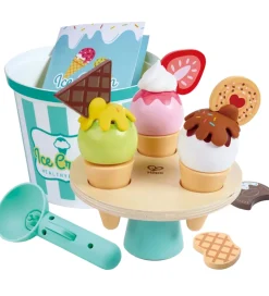 Trælegetøj|Rolleleg-Hape Legesæt - 19 Dele - Ice Cream Buckey Playset