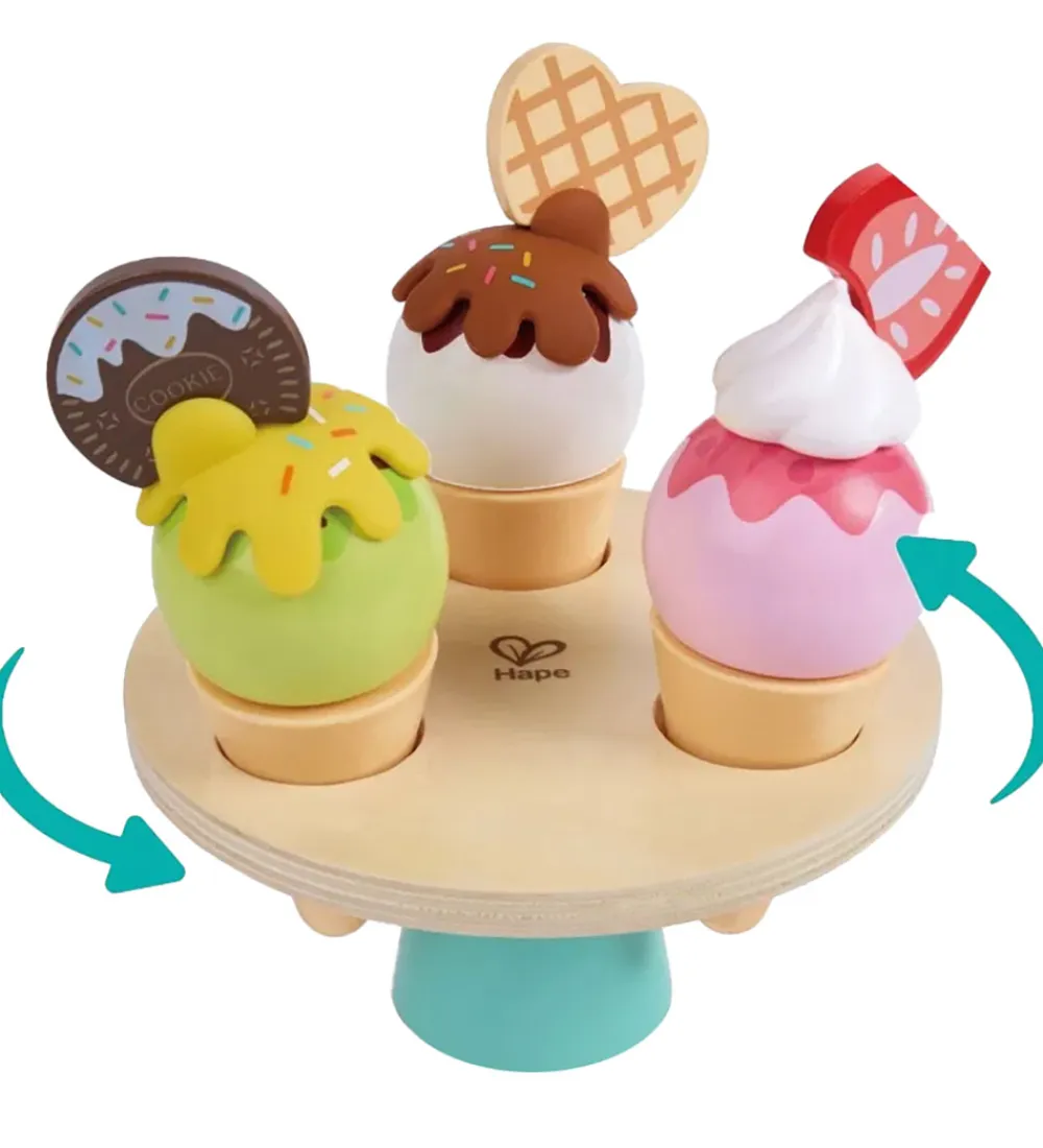Trælegetøj|Rolleleg-Hape Legesæt - 19 Dele - Ice Cream Buckey Playset