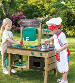 Hape Legekøkken Og Legemøbel*Udekøkken m. Tilbehør - Nature Fun