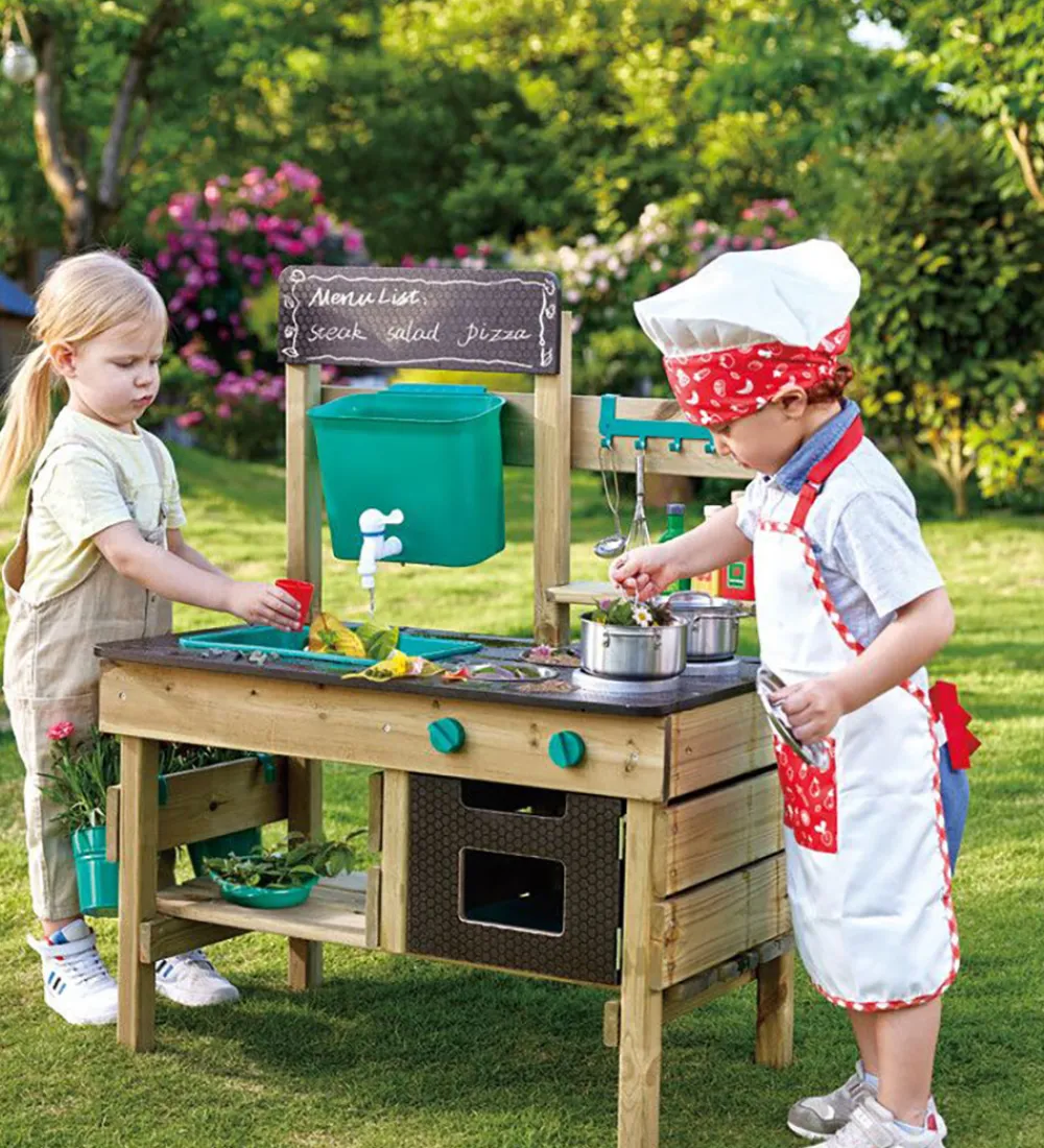 Hape Legekøkken Og Legemøbel*Udekøkken m. Tilbehør - Nature Fun