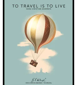 Plakater Og Billeder-H.C. Andersen Plakat i Ramme - To Travel - 40x50cm - Blå