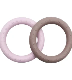 Bideringe|Babylegetøj-Hevea Bideringe - 2-pak - Powder Pink & Tan Beige