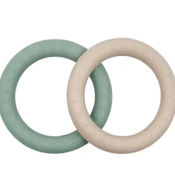 Bideringe|Babylegetøj-Hevea Bideringe - 2-pak - Sand & Seafoam Blue