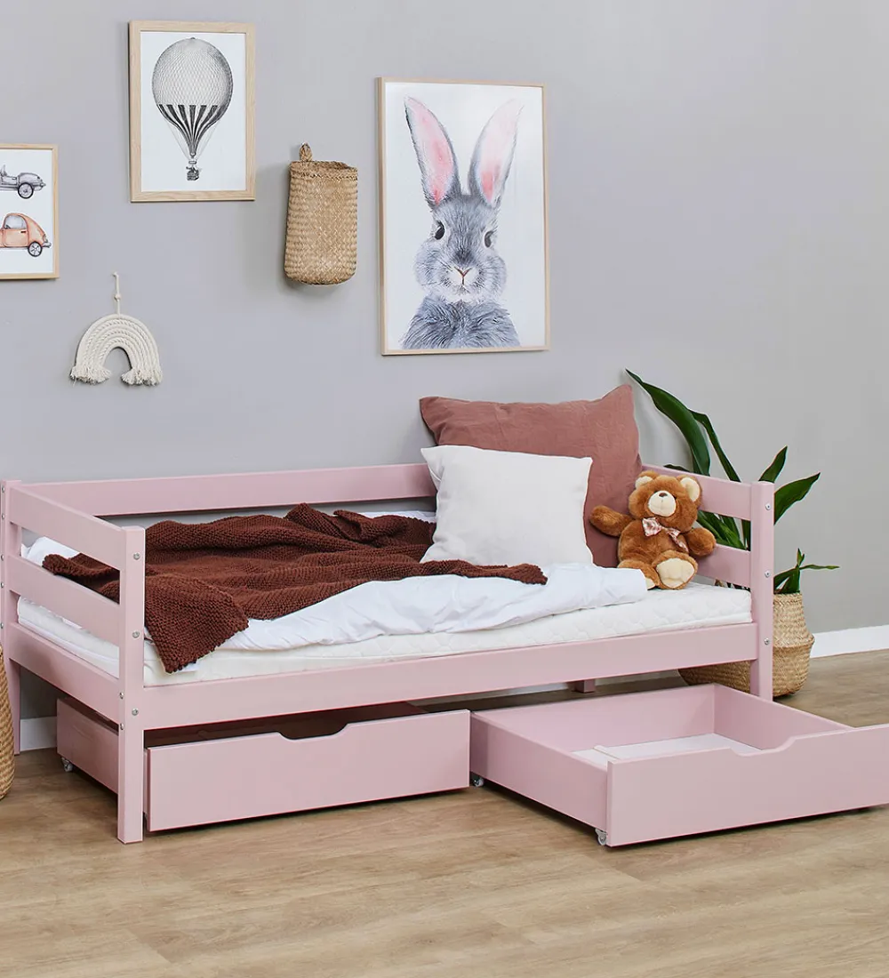 Hoppekids Skuffer*Skuffer m. Hjul - 2 stk. - 70x160 cm - Pale Rose