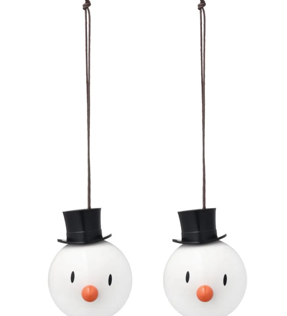 Julekugler-Hoptimist Julekugler - Snowman - 2 stk - Ø:5 cm - Hvid