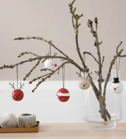 Julekugler-Hoptimist Julekugler - Snowman - 2 stk - Ø:5 cm - Hvid
