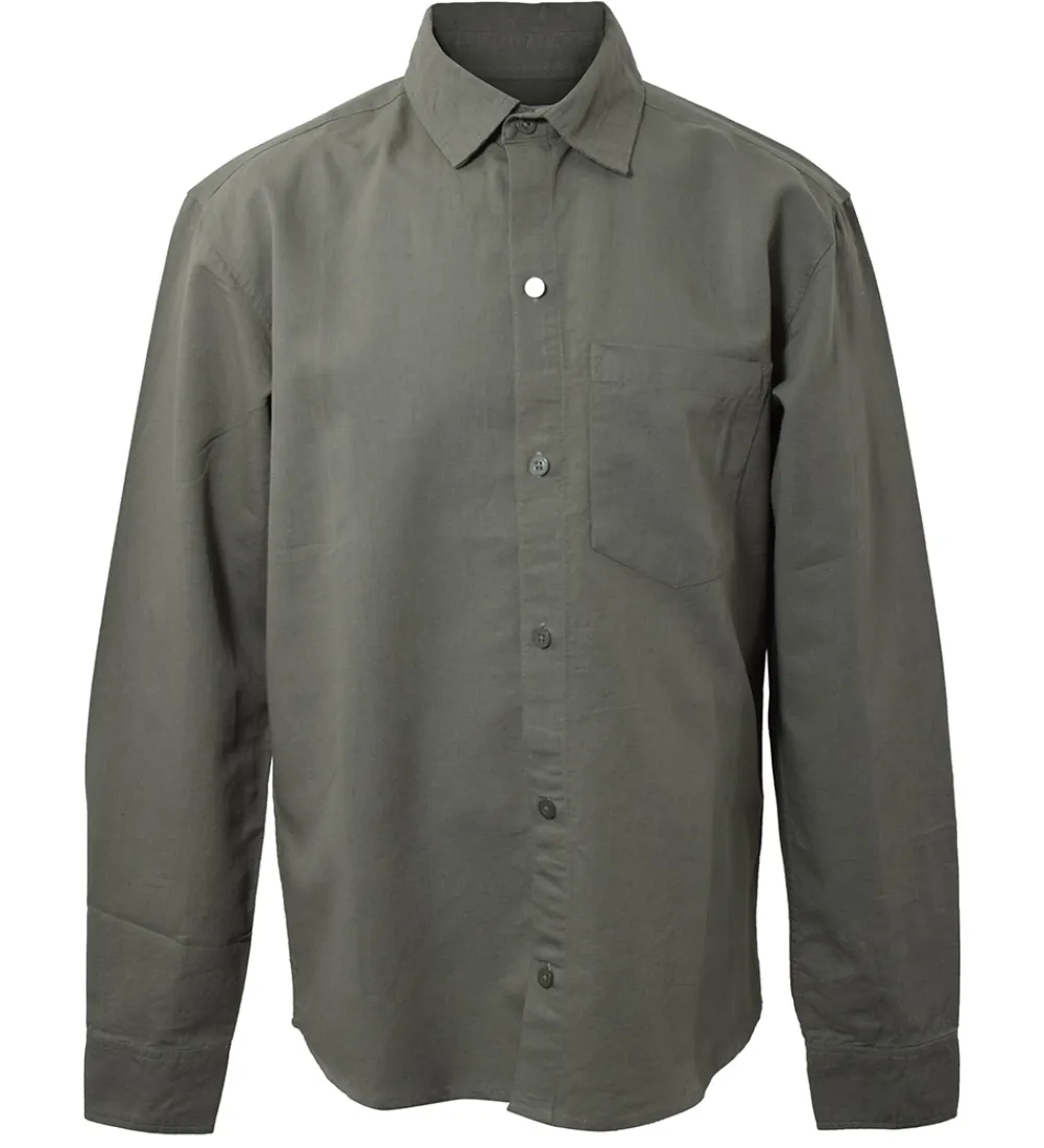 Hound Konfirmationstøj*Skjorte - Linen Blend - Army