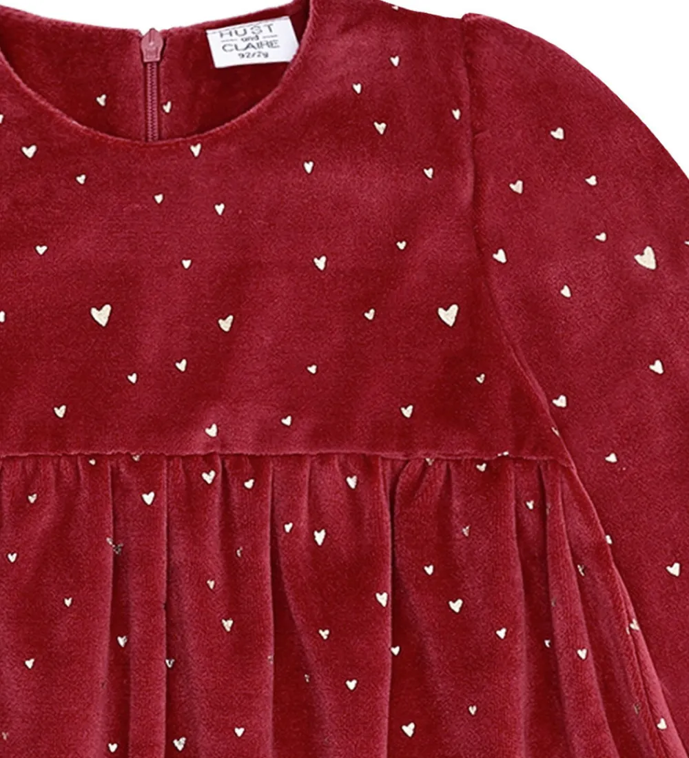 Hust and Claire Kjoler*Kjole - Velour - HCDonna - Teaberry m. Guld
