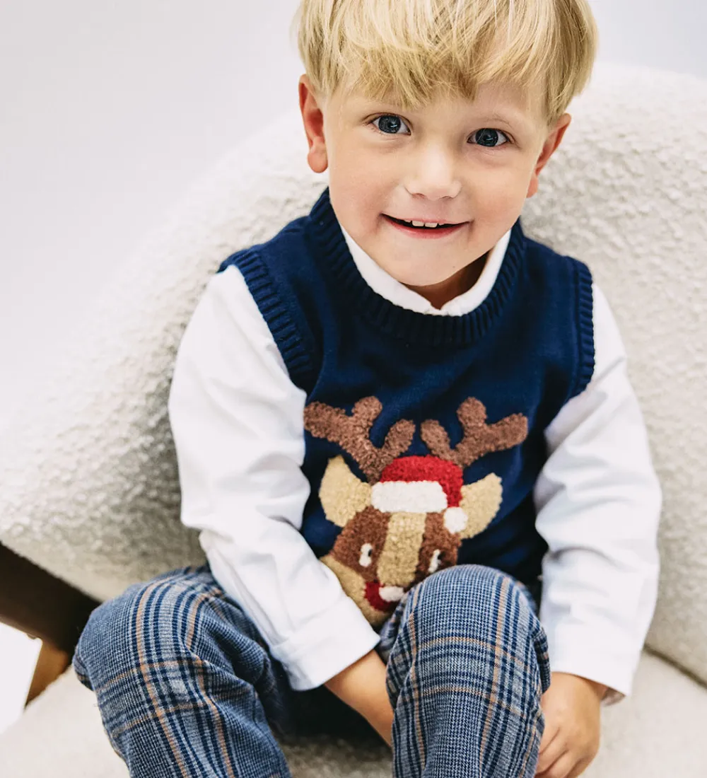 Veste-Hust and Claire Vest - Strik - HCPrinco Reindeer - More Navy
