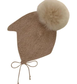 Babyhjelme-Huttelihut Babyhjelm m. Kvast - Alpakauld - Strik - Camel Melang