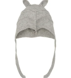 Huttelihut Babyhjelme*Babyhjelm m. Ører - Alpakauld - Strik - Gråmeleret