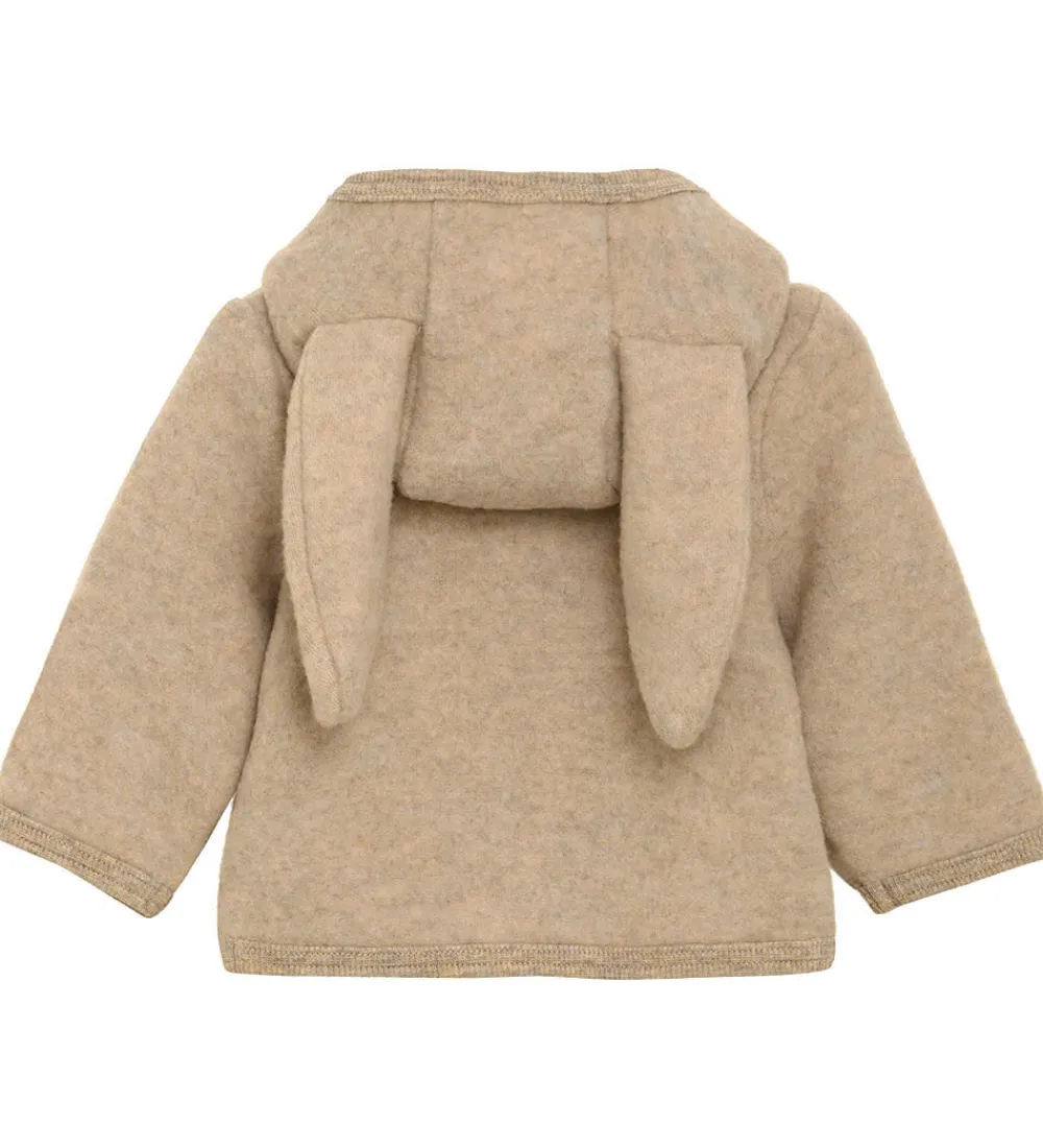 Fleece-Huttelihut Fleccejakke - Uldfleece - Camel Melange m. Ører