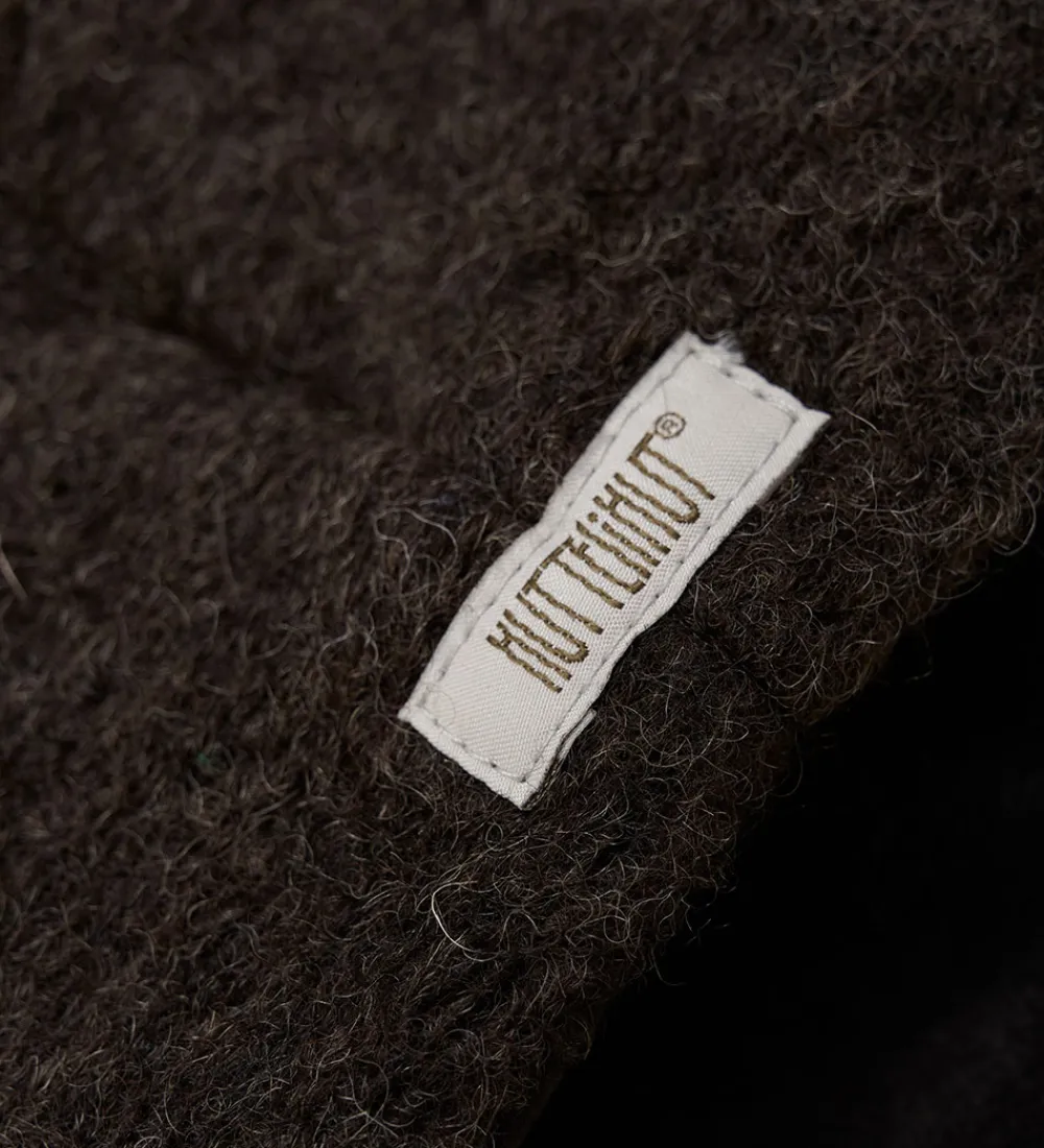 Huttelihut Huer Og Hatte|Babyhjelme*Hue - Uld - Dark Brown Melange m. Kvast