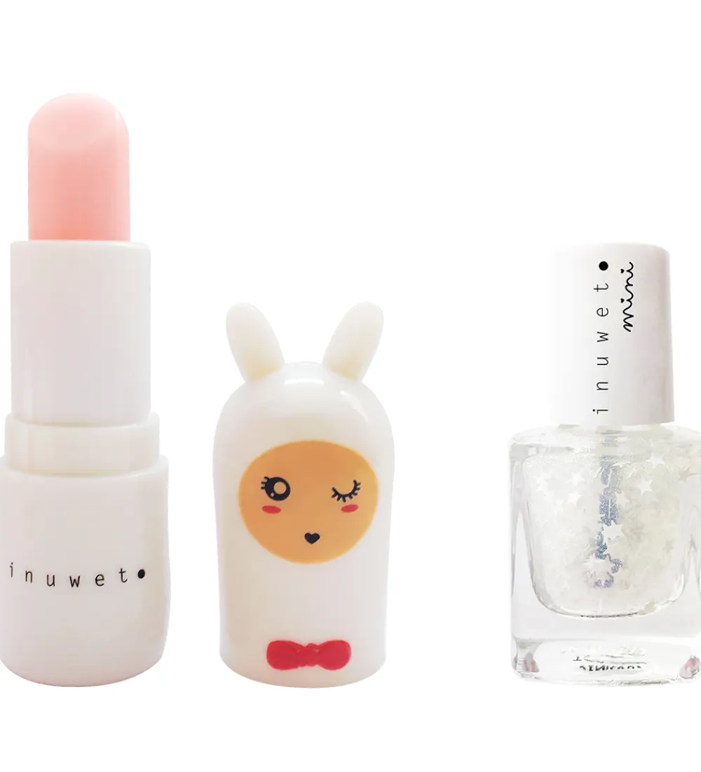 Inuwet Neglelak*Læbepomade/Neglelak - Cotton Candy/Stars - Hvid