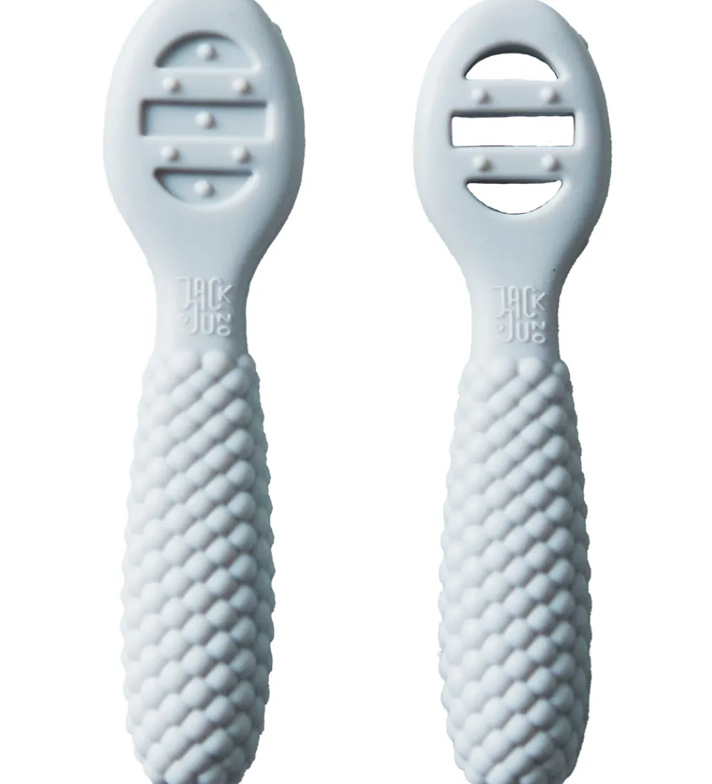 Børnebestik|Babyskeer-Jack o Juno Babyskeer - Silikone - 2-pak - Bubble - Glacier Grey