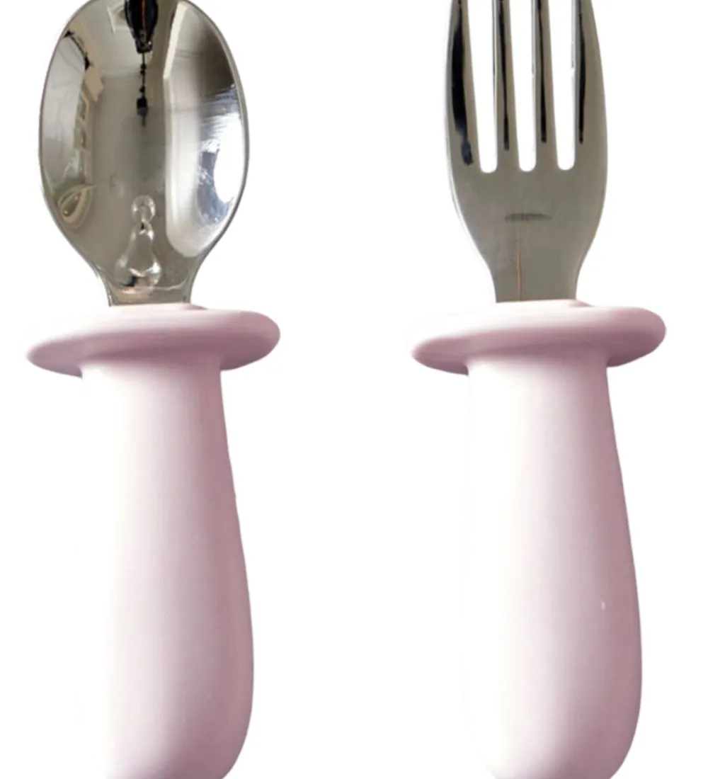 Børnebestik-Jack o Juno Børnebestik - Silikone/Rustfrit Stål - Light Pink