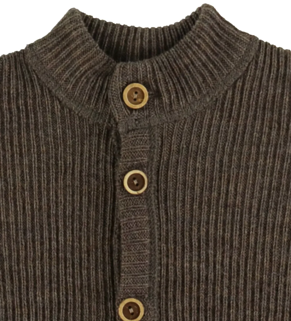 Joha Cardigans|Unisex-Tøj*Cardigan - Strik - Uld - Brun Meleret
