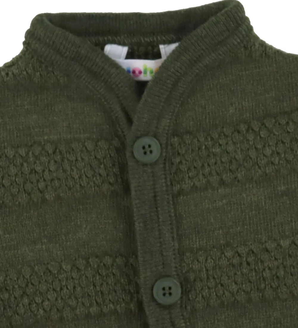 Joha Cardigans|Unisex-Tøj*Cardigan - Strik - Uld - Mos Grøn