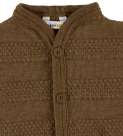 Cardigans|Unisex-Tøj-Joha Cardigan - Strik - Uld - Varm Brun