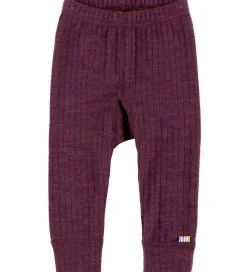Leggings|Uld-Joha Leggings - Uld - Rib - Blomme