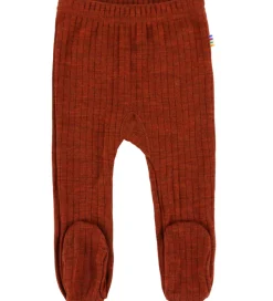 Leggings|Uld-Joha Leggings m. Fødder - Uld - Rib - Rust