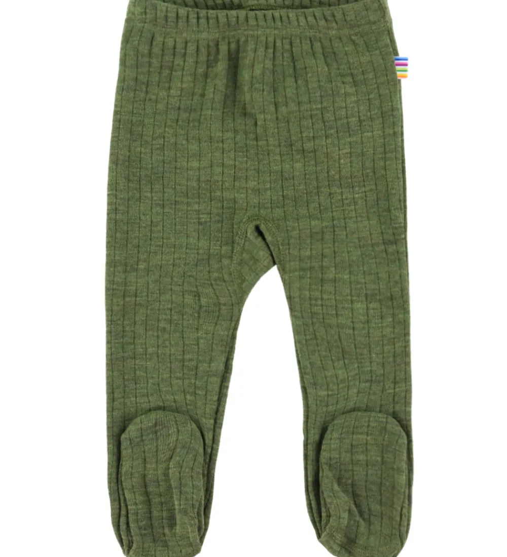 Joha Uld*Leggings m. Fødder - Uld - Rib - Mørk Oliven