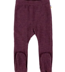 Joha Leggings|Uld*Leggings m. Fødder - Uld - Rib - Blomme