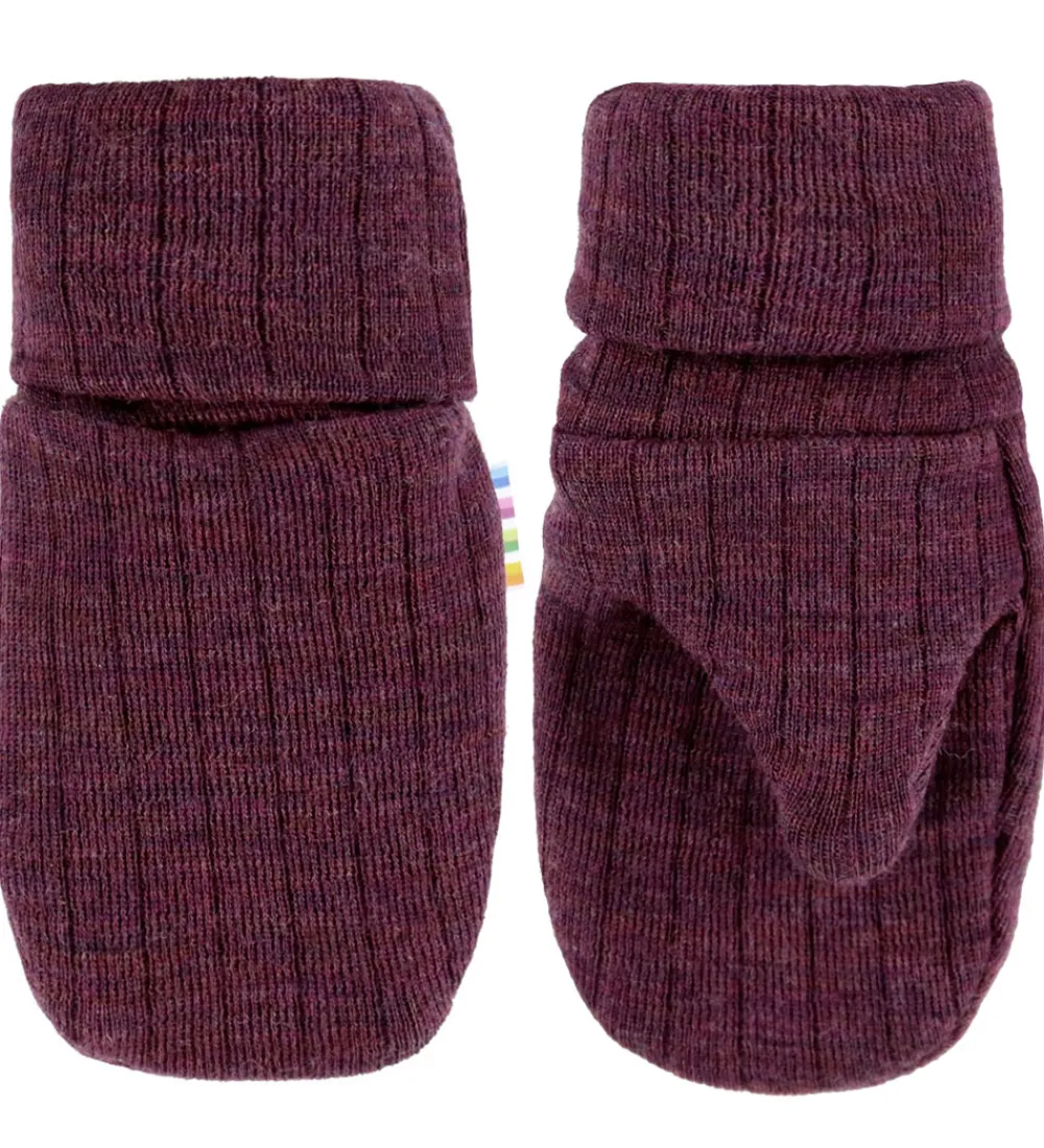 Handsker Og Luffer|Uld-Joha Luffer - Uld - Rib - Blomme