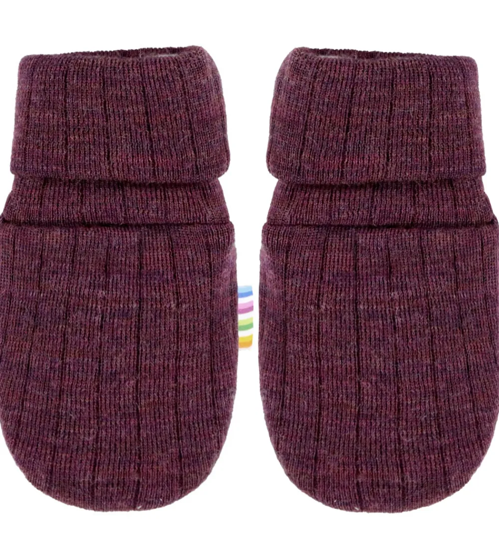 Handsker Og Luffer|Uld-Joha Luffer - Uld - Rib - Blomme