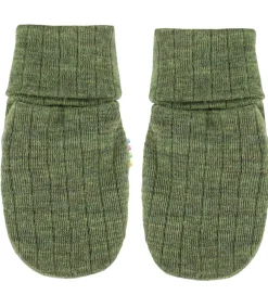 Handsker Og Luffer|Uld-Joha Luffer - Uld - Rib - Mørk Oliven