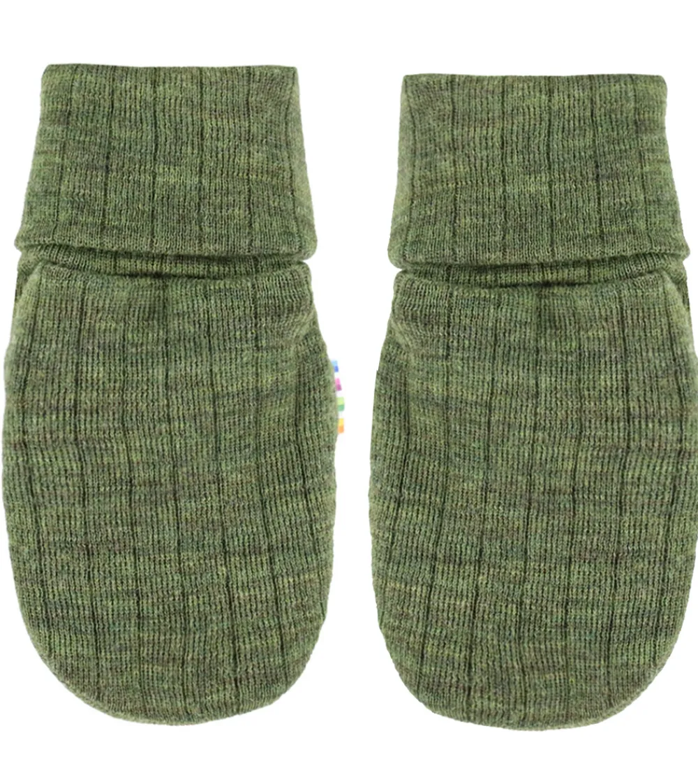 Handsker Og Luffer|Uld-Joha Luffer - Uld - Rib - Mørk Oliven